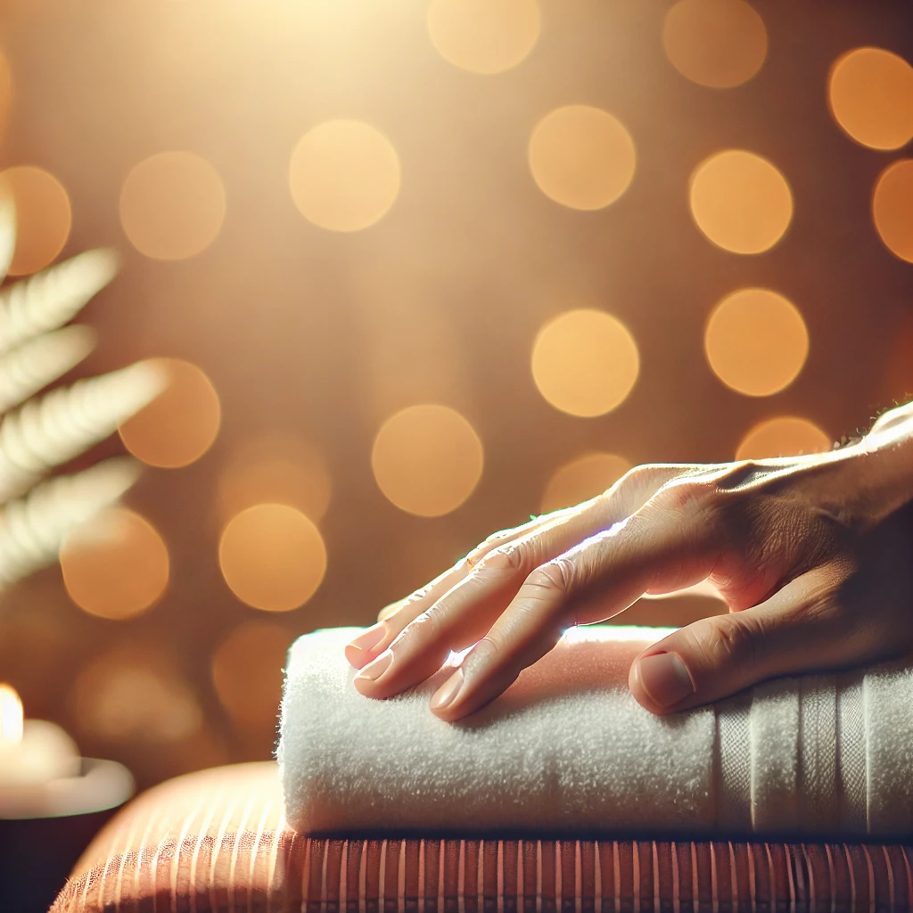 Mains en plein massage bien-être